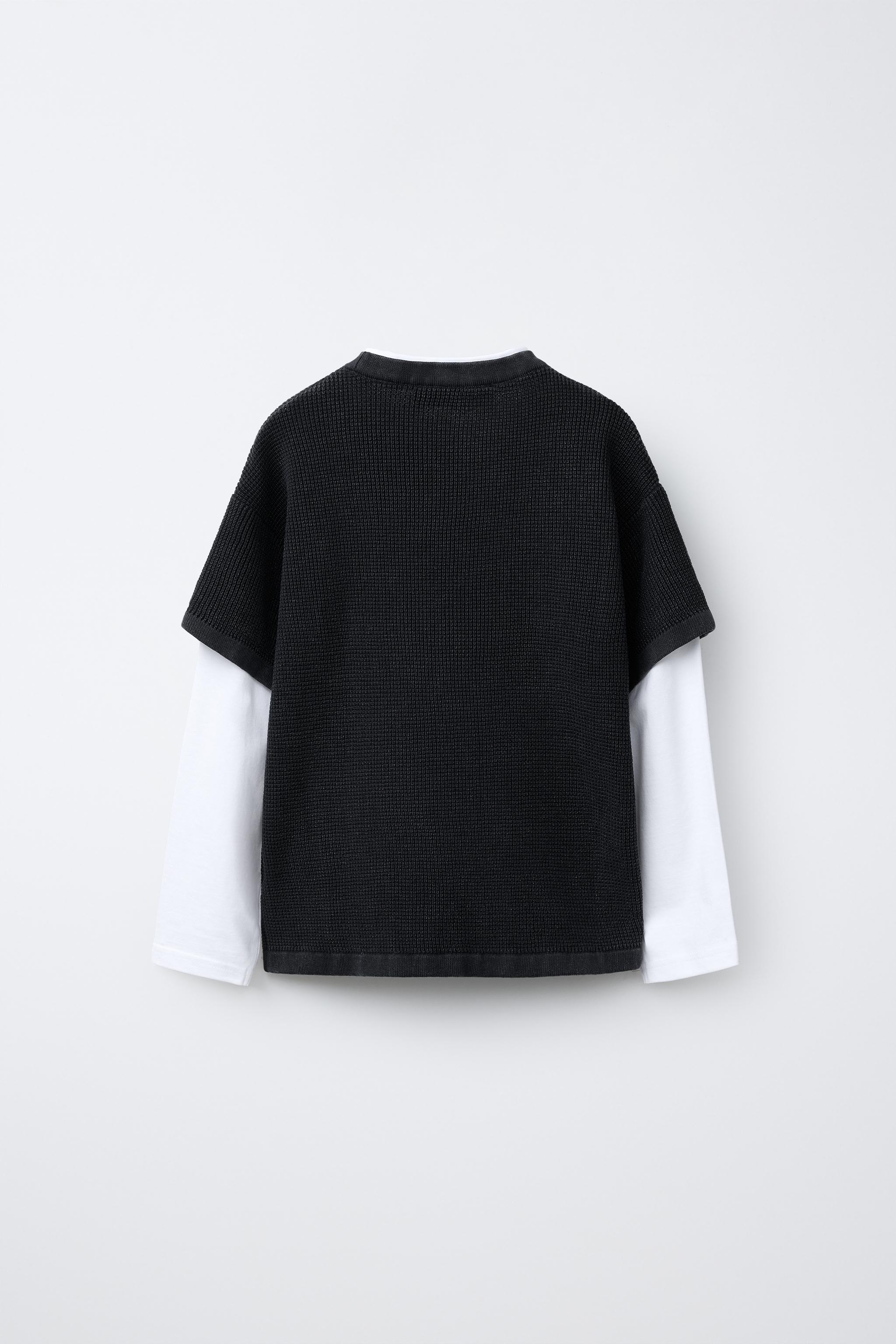 T-SHIRT WAFFLE DOUBLE MANCHE INSCRIPTION